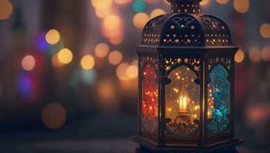 Islamic Lantern with Bokeh Lights