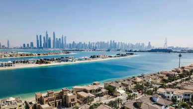 Villas in front of Skyscapers in Dubai