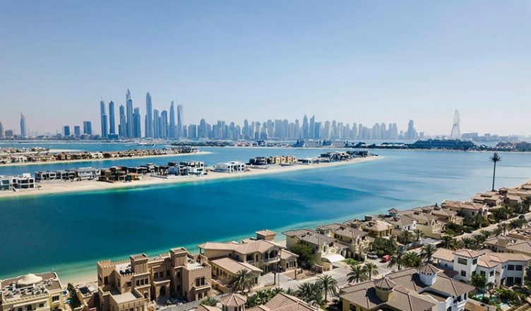 Villas in front of Skyscapers in Dubai