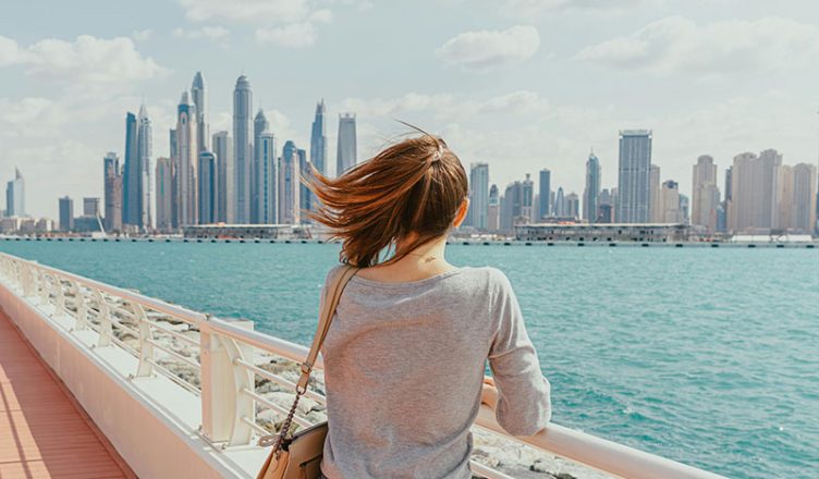 Woman at Dubai Marina in Dubai